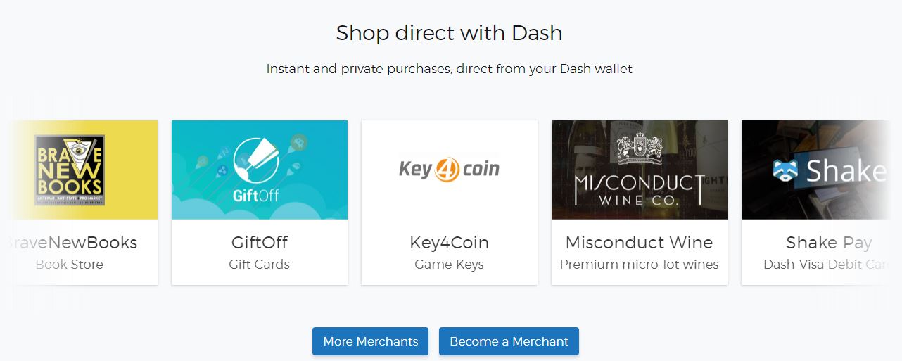 Shop with Dash coin