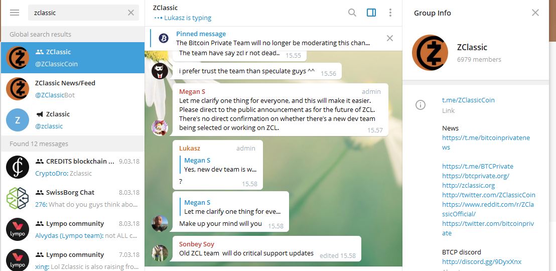 zclassic community on Telegram