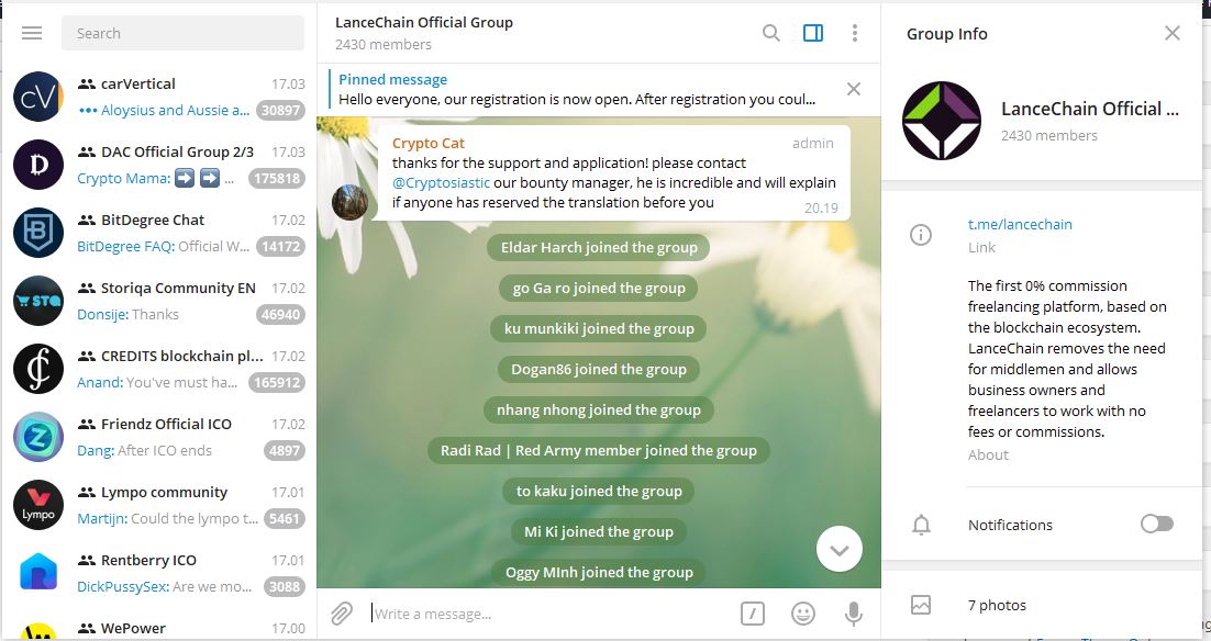 lancechain telegram group