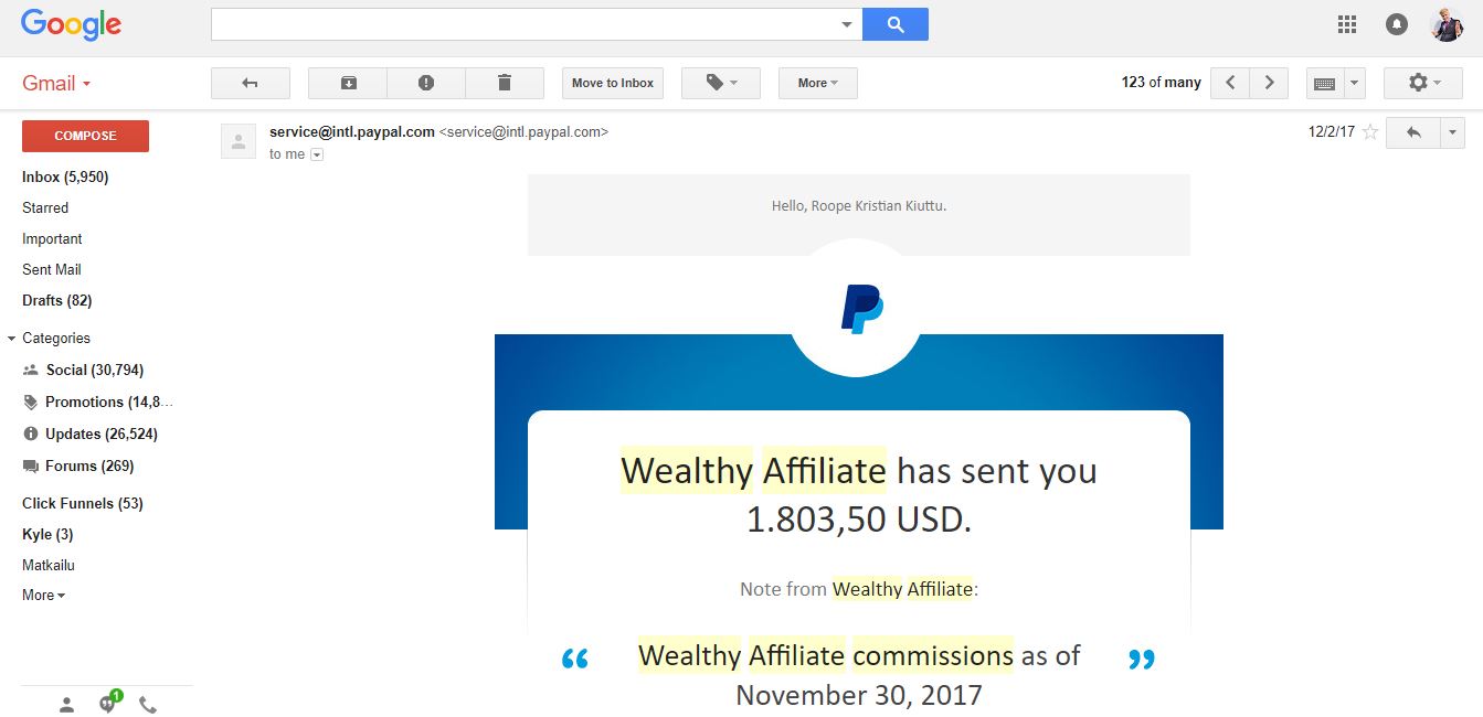 Wealthy Affiliate income proof