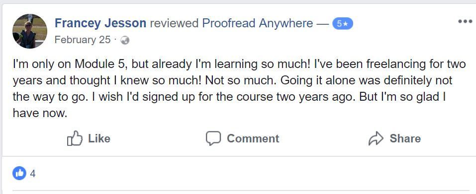 proofreading anywhere facebook reviews