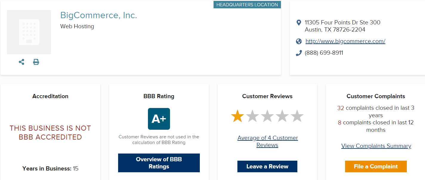 BigCommerce Reviews BBB
