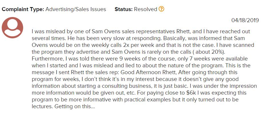 Is Sam Ovens Consulting A Scam BBB Complaint 1 Is Sam Ovens Consulting A Scam BBB Complaint 1