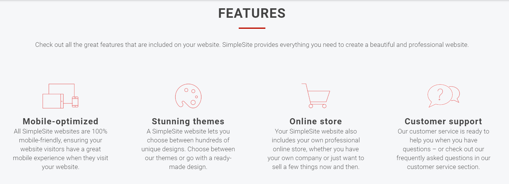 SimpleSite Review Features
