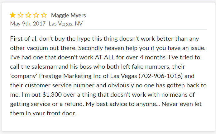 Kirby Vaccuum Reviews Negative Feedback