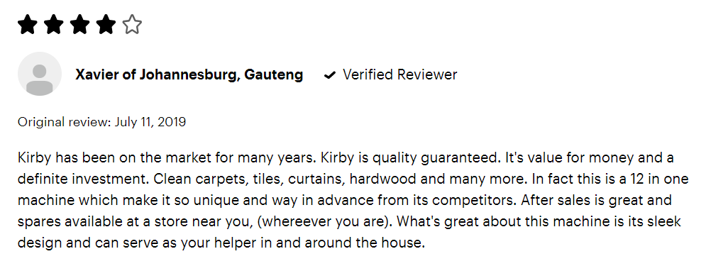 Kirby Vaccuum Reviews Positive Feedback