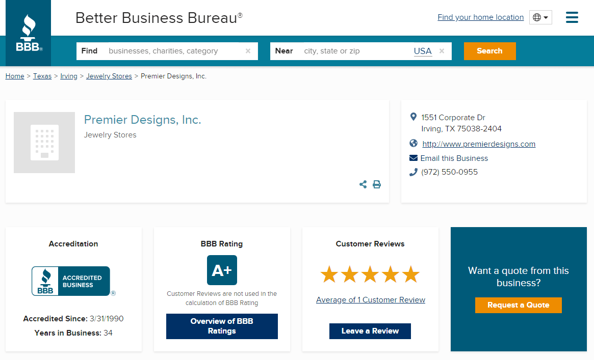 Premier Designs Jewelry Review BBB