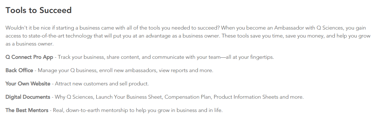 Q Sciences Reviews Tools to Succeed