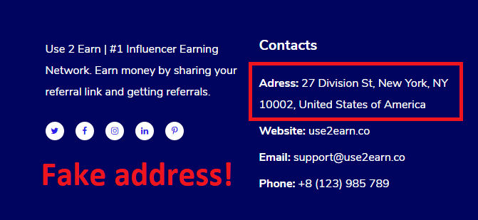 Use2Earn dot co Review Site Footer
